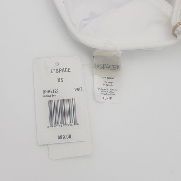 L*Space LSPACE Ribbed Helena Bikini Top Size XS White Adjustable Straps & V Wire - Picture 2 of 16